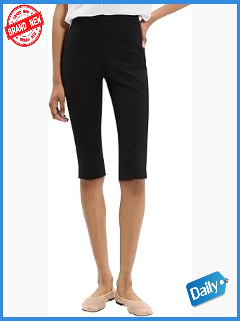 Capri Pants Slimming Silhouette Side Zip Cropped Pull On Mid Rise